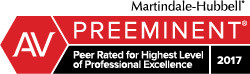 Martindale-Hubbell AV Preeminent - Peer Rated for Highest Level of Excellence 2017